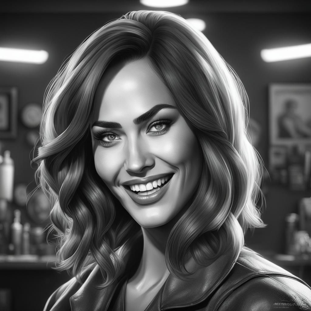 A stunning Megan Fox barber with adorable smile.