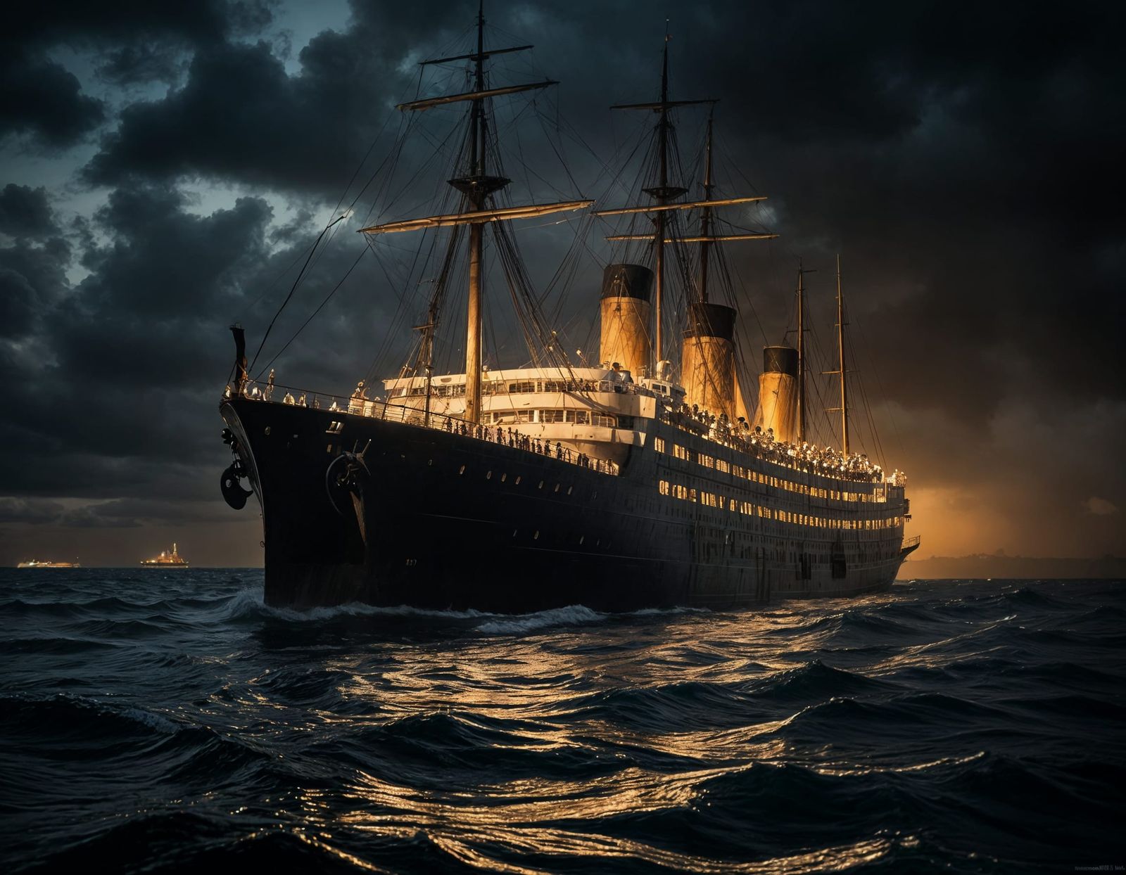 Dramatic Orchestra Performance Amidst Titanic Sinking