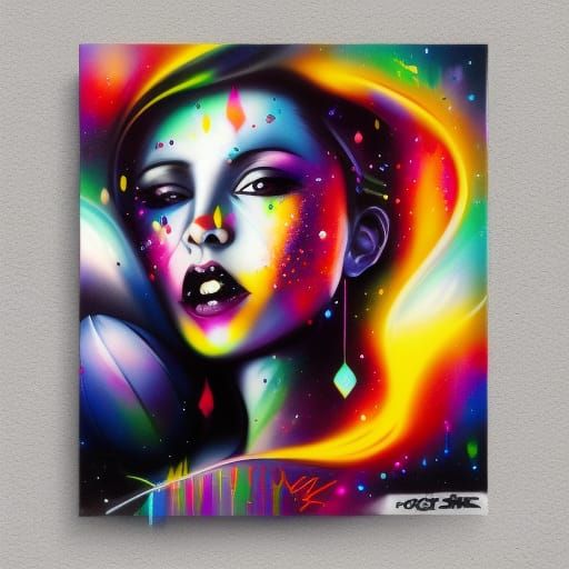 Colorful Graffiti Art Moon Goddess