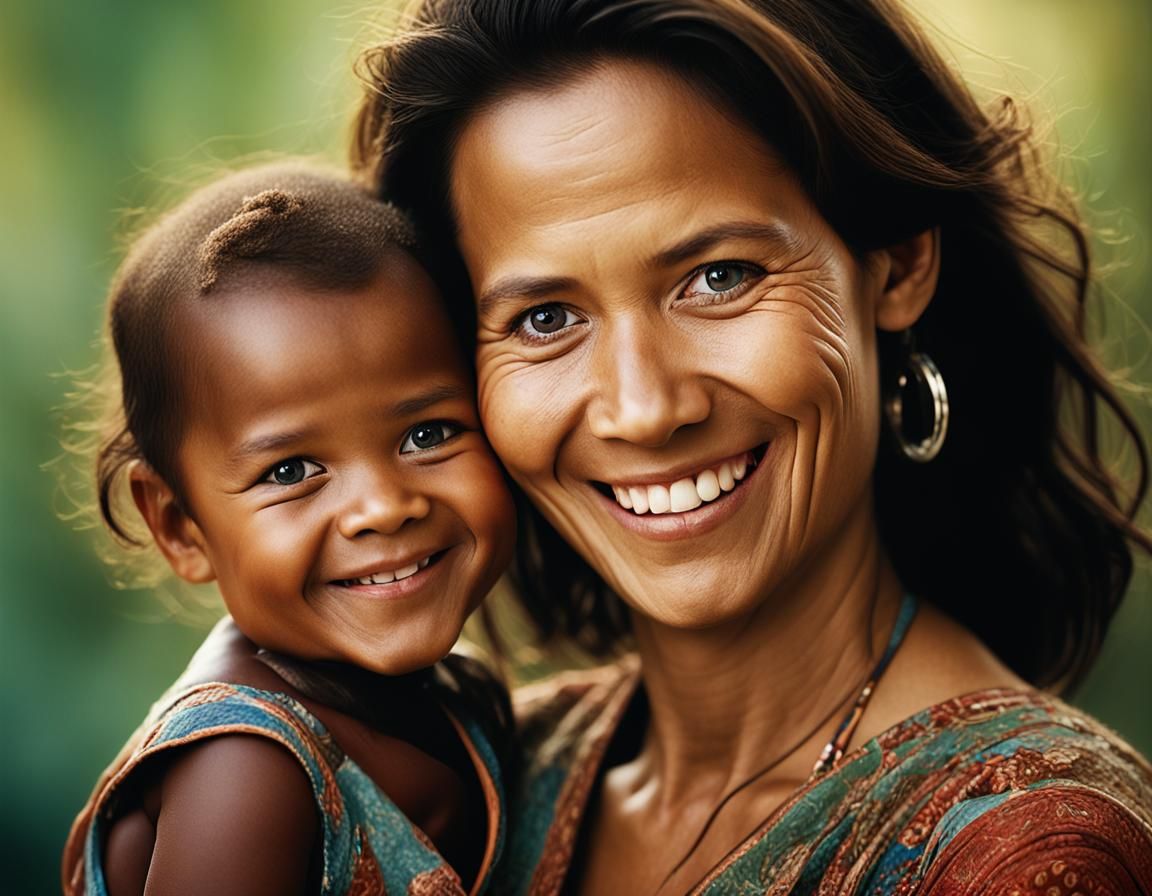 Mother and Baby Portrait with Bokeh, Studio Lighting