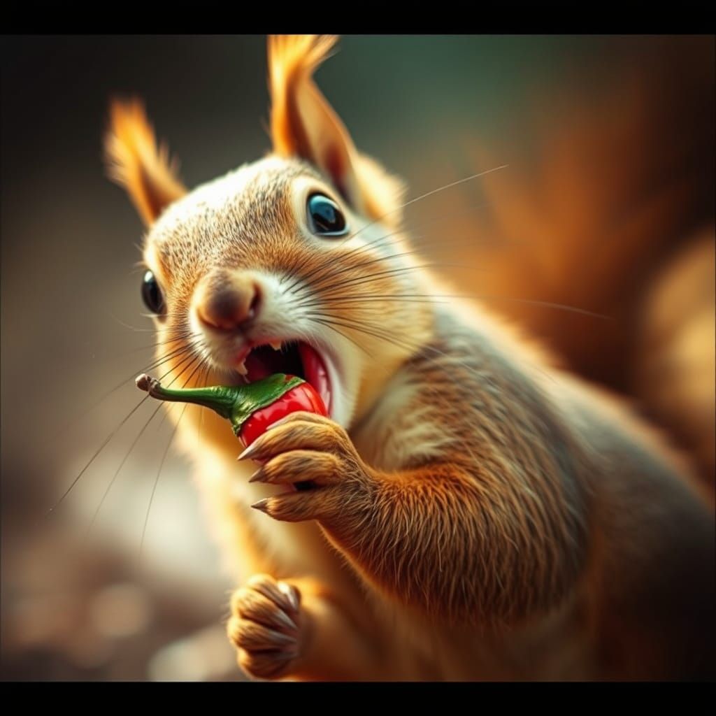 Squirrel's Spicy Surprise: A Cinematic Moment