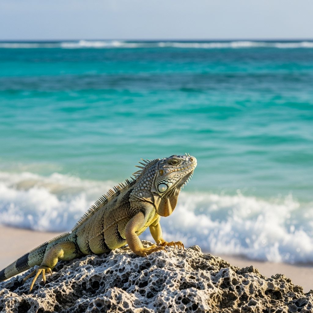 Iguana on Cuban Beach in Photorealistic Style