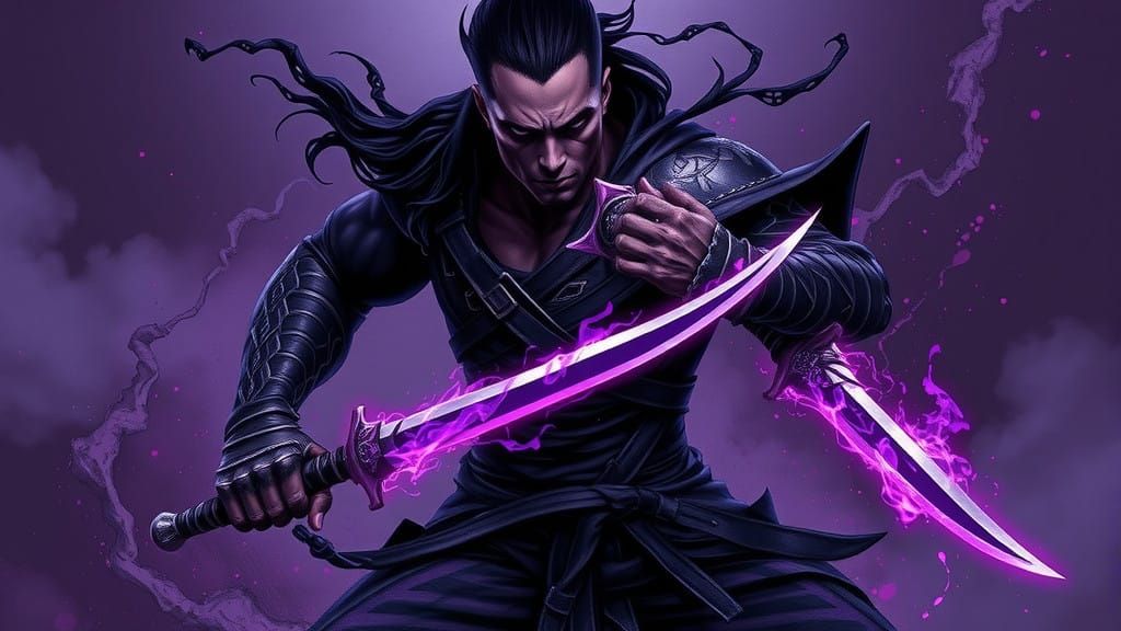 Warrior in Fiery Battle Stance, Dark Aura