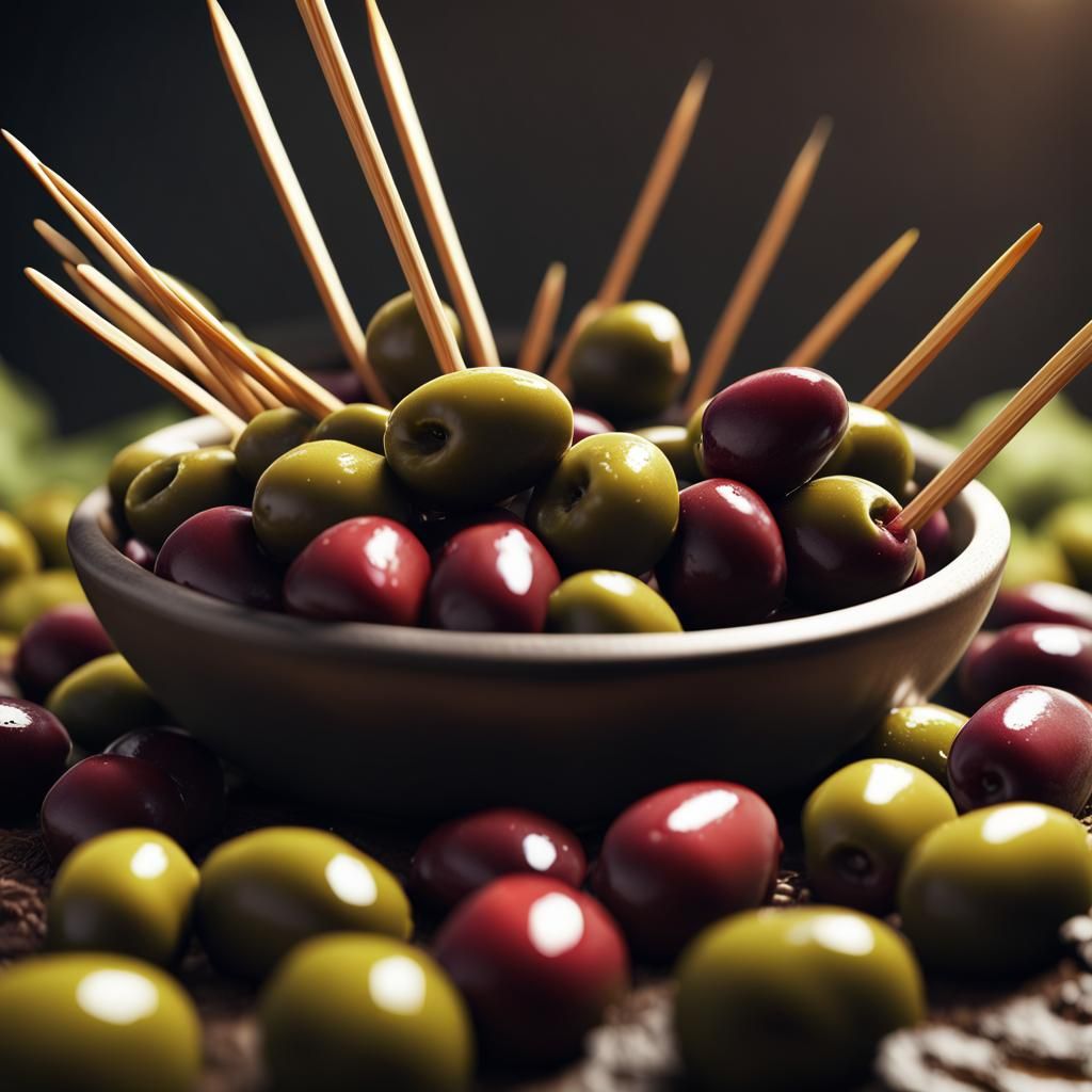 Olives and toothpicks
