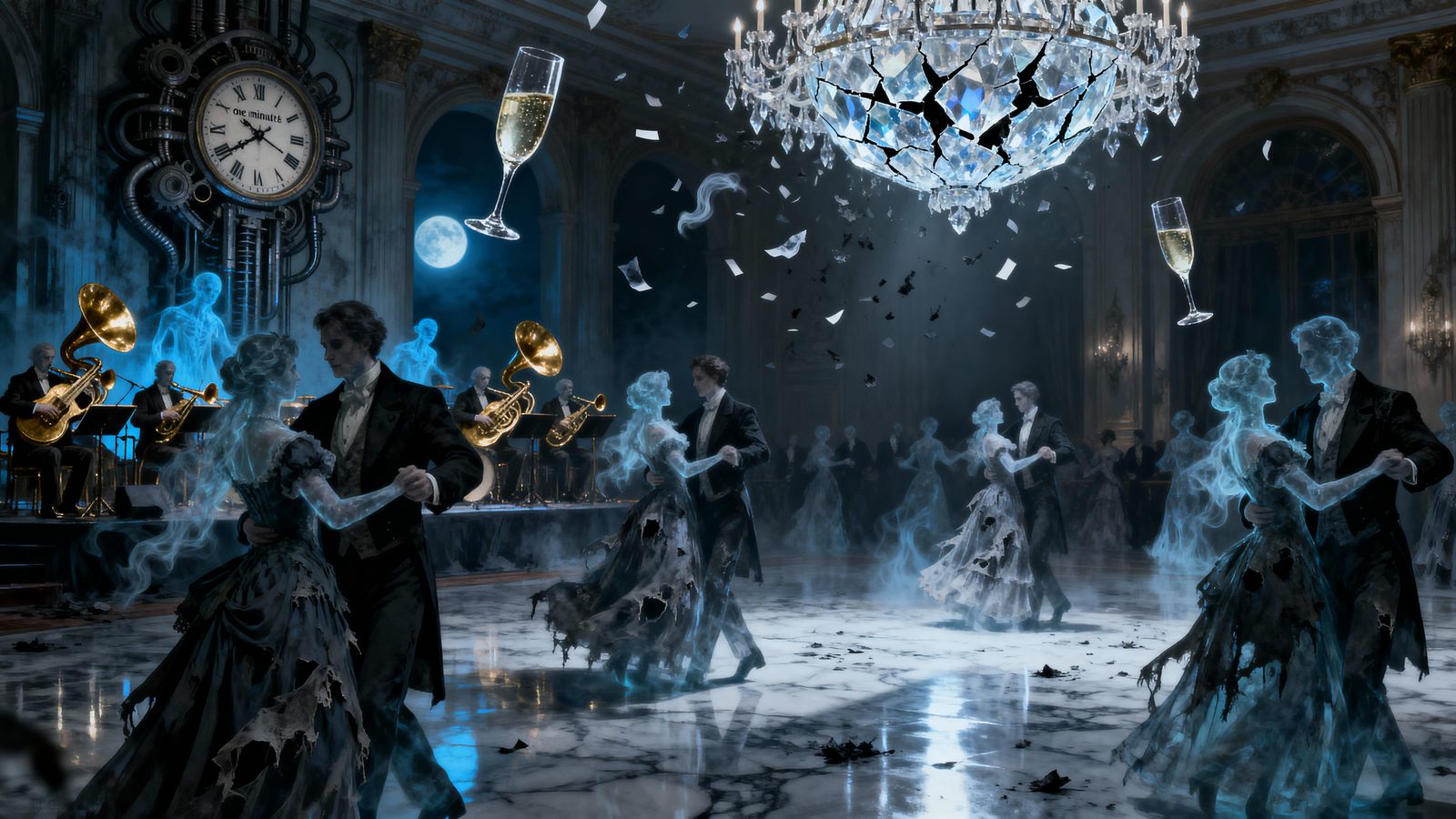 Spectral Victorian Ballroom Frozen at Midnight