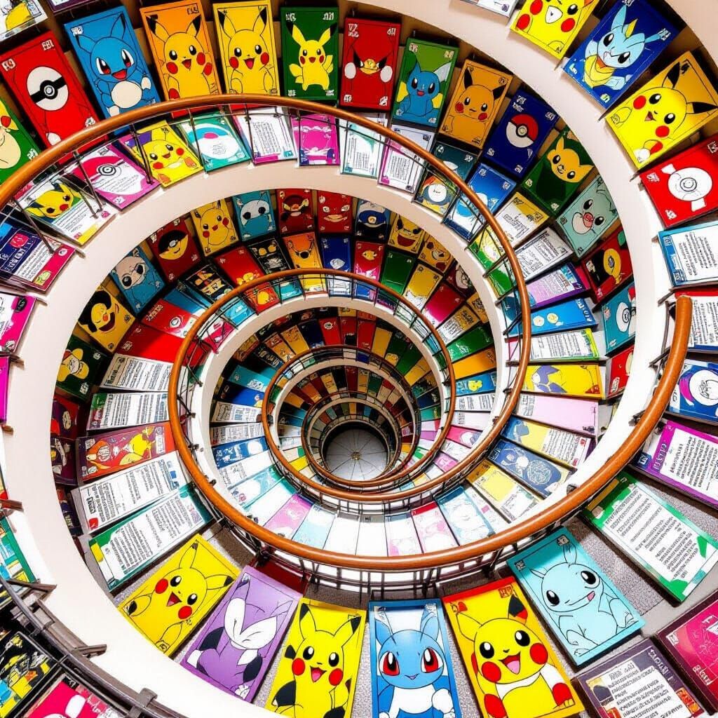 Pokémon Card Spiral Staircase in Escher Style