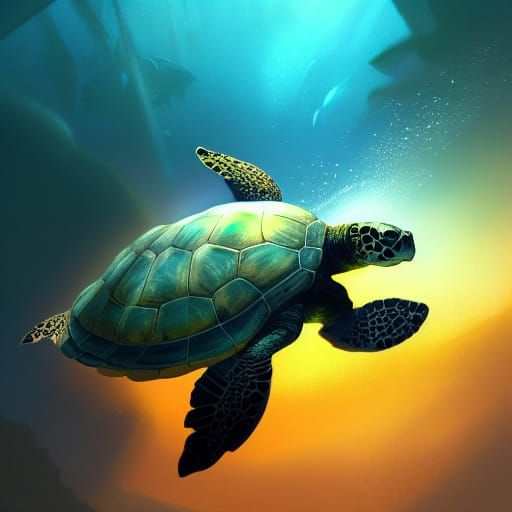 Underwater Turtle Concept Art in 8K Resolution