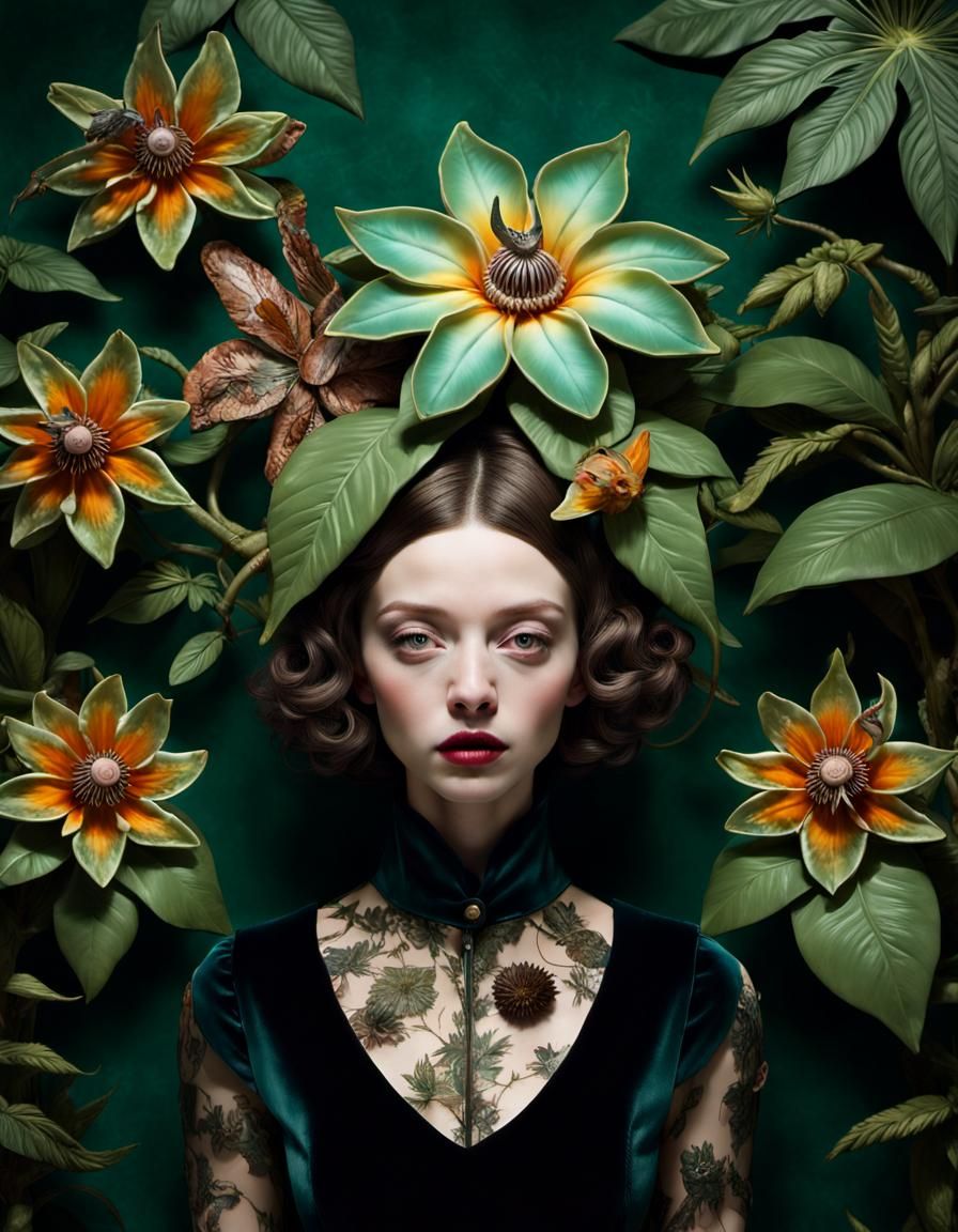 Velvet Semisculpture Diorama with Gas Lighting