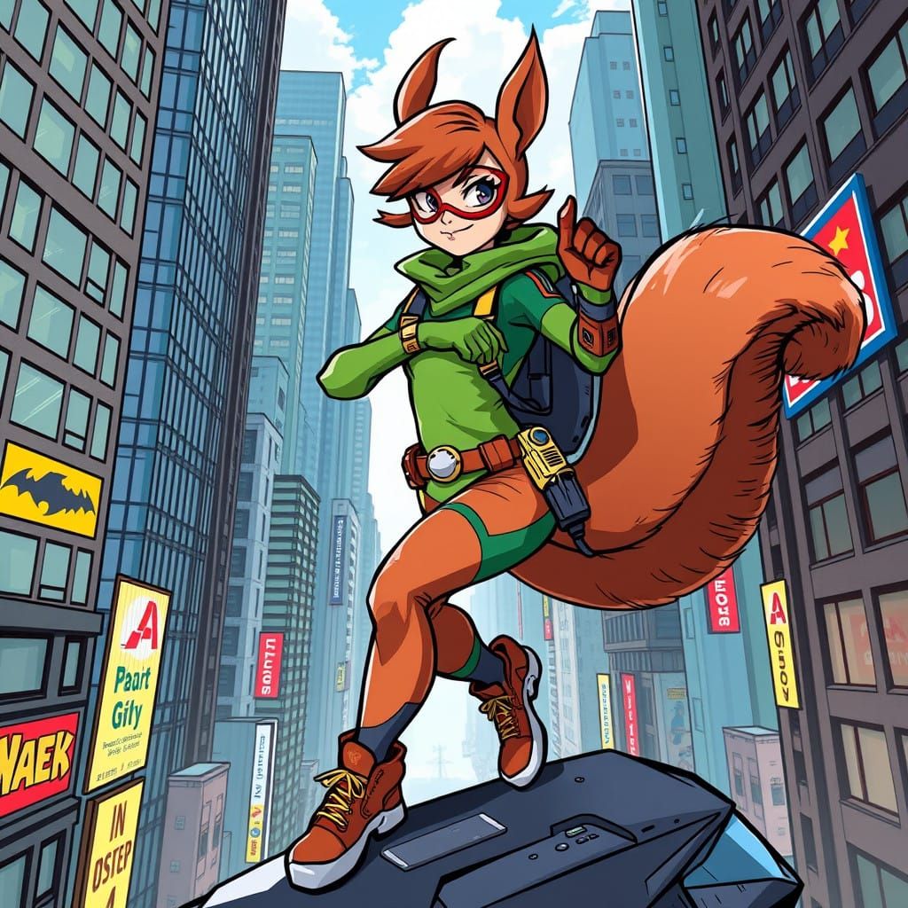 Squirrel Girl in Dynamic Comic Book Action