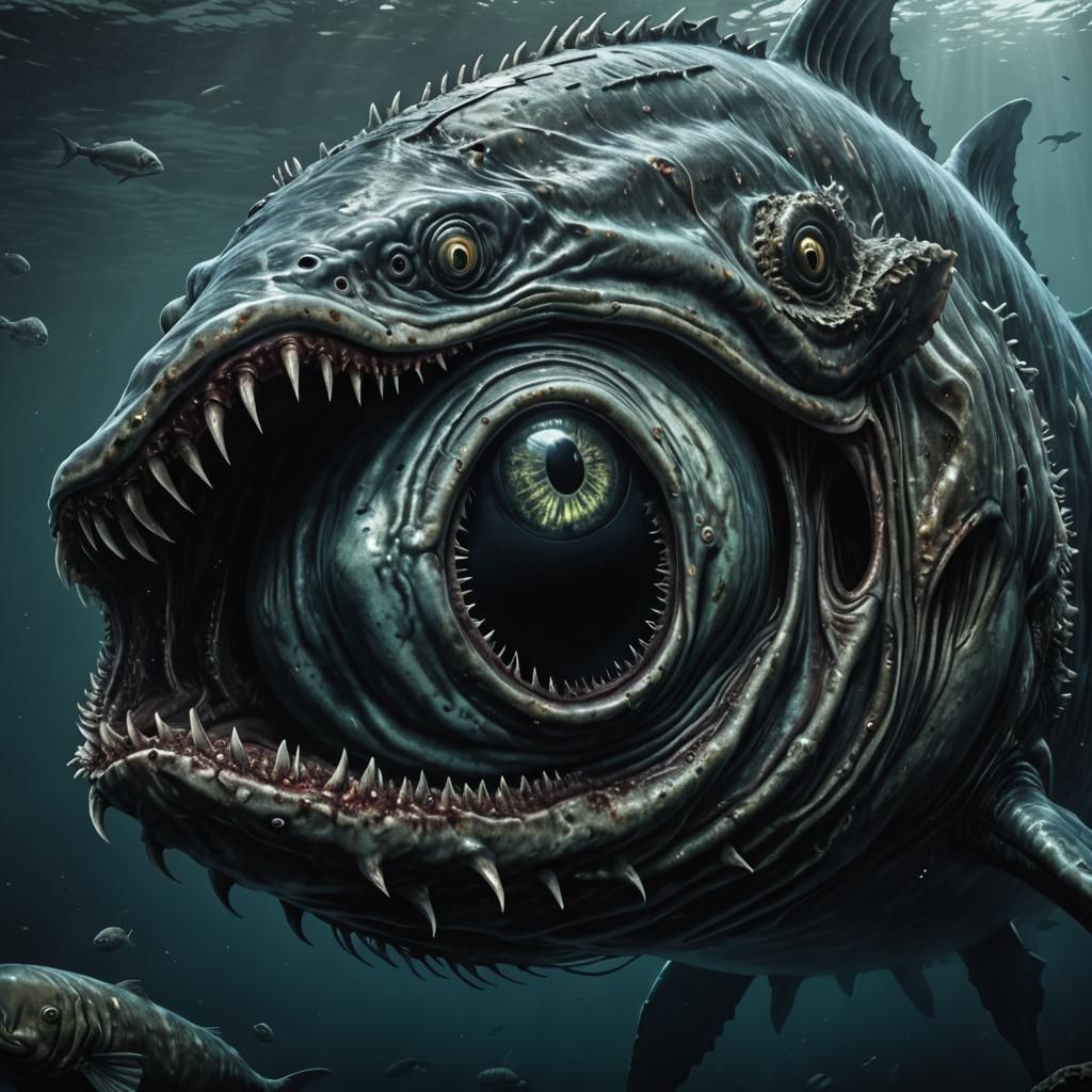Horrifying Bloop Whale-Piranha Hybrid Sea Monster