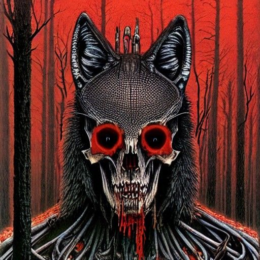 Sinister Skinwalker Portrait in Beksiński Style
