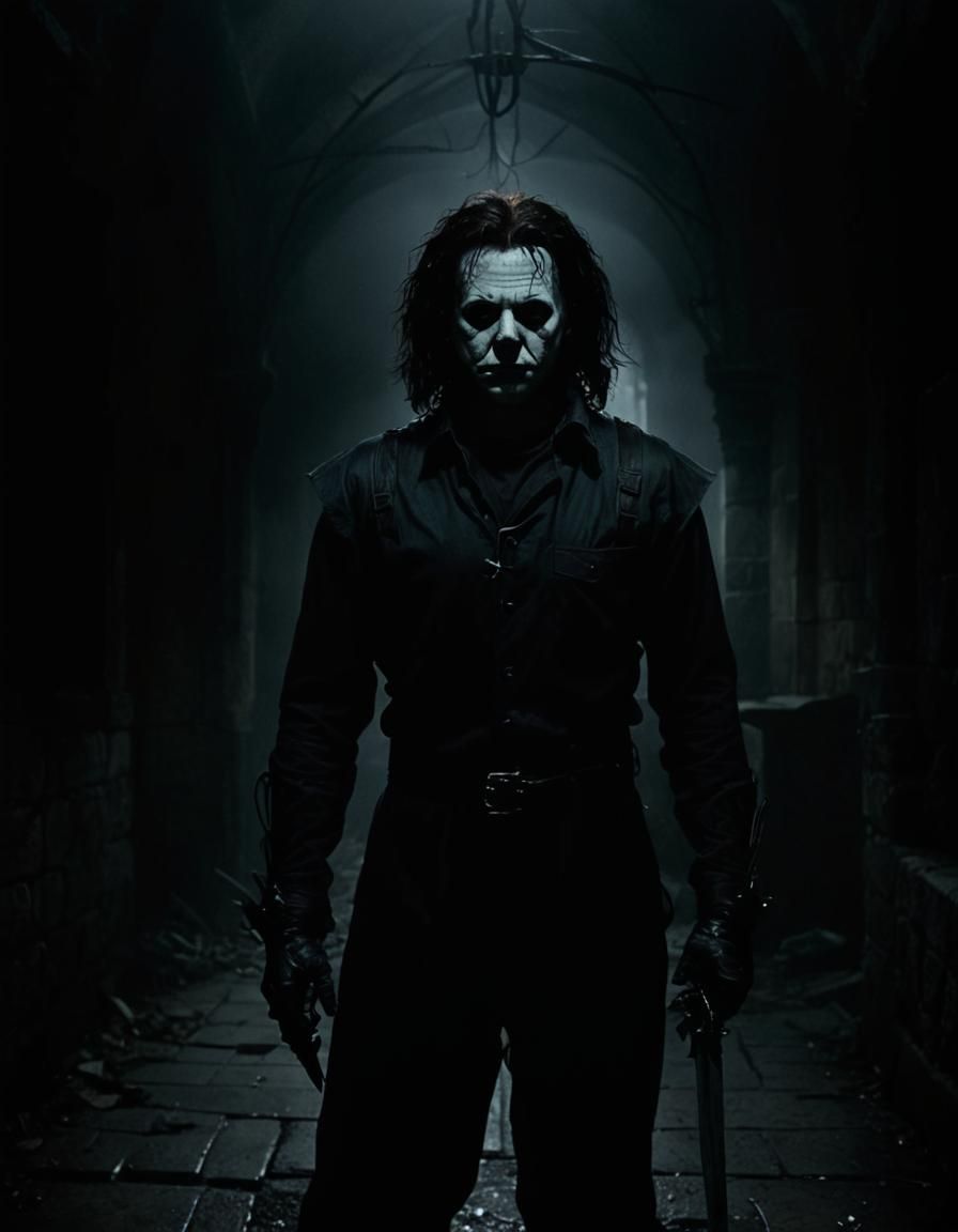 Michael Myers and Edward Scissorhands in Gothic Castle