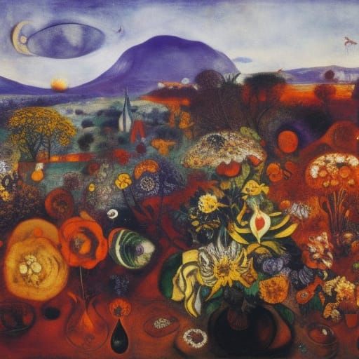 Surreal Sci-Fi Scene in Vivid Colors