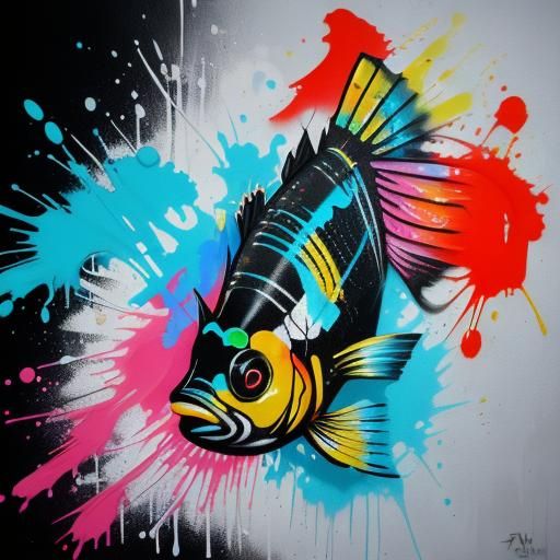 Graffiti Art Channa Fish in Splash Art Style