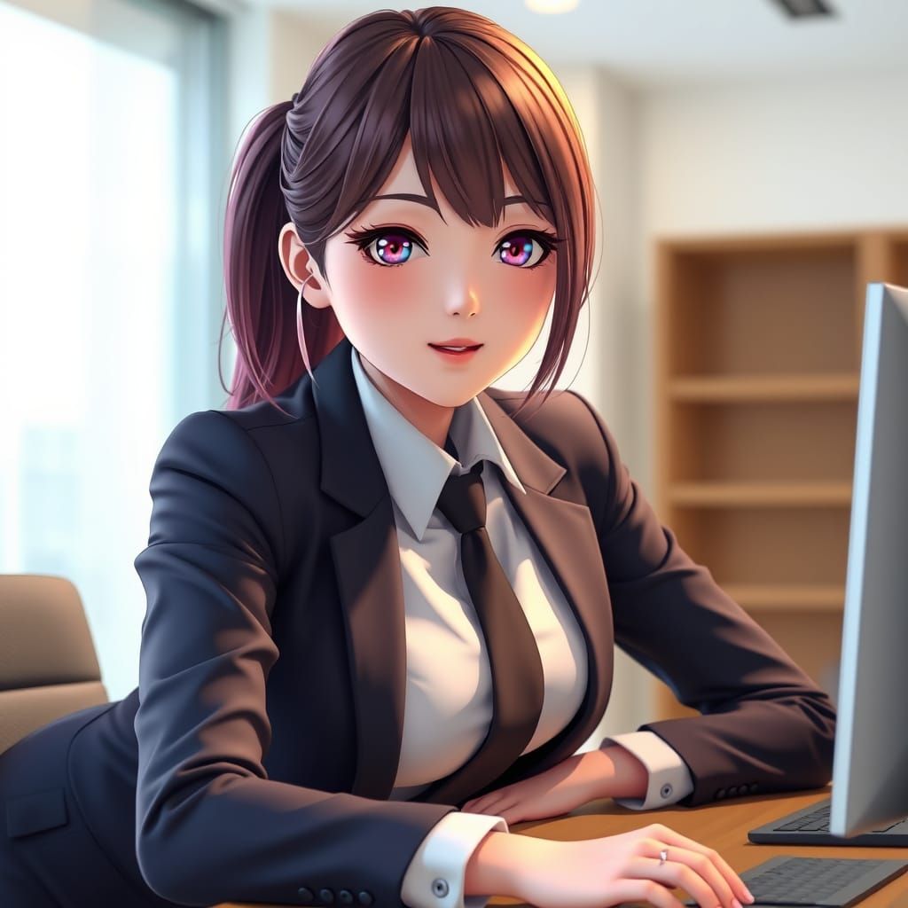 Anime-Style HR Manager in Vibrant 3D Rendering