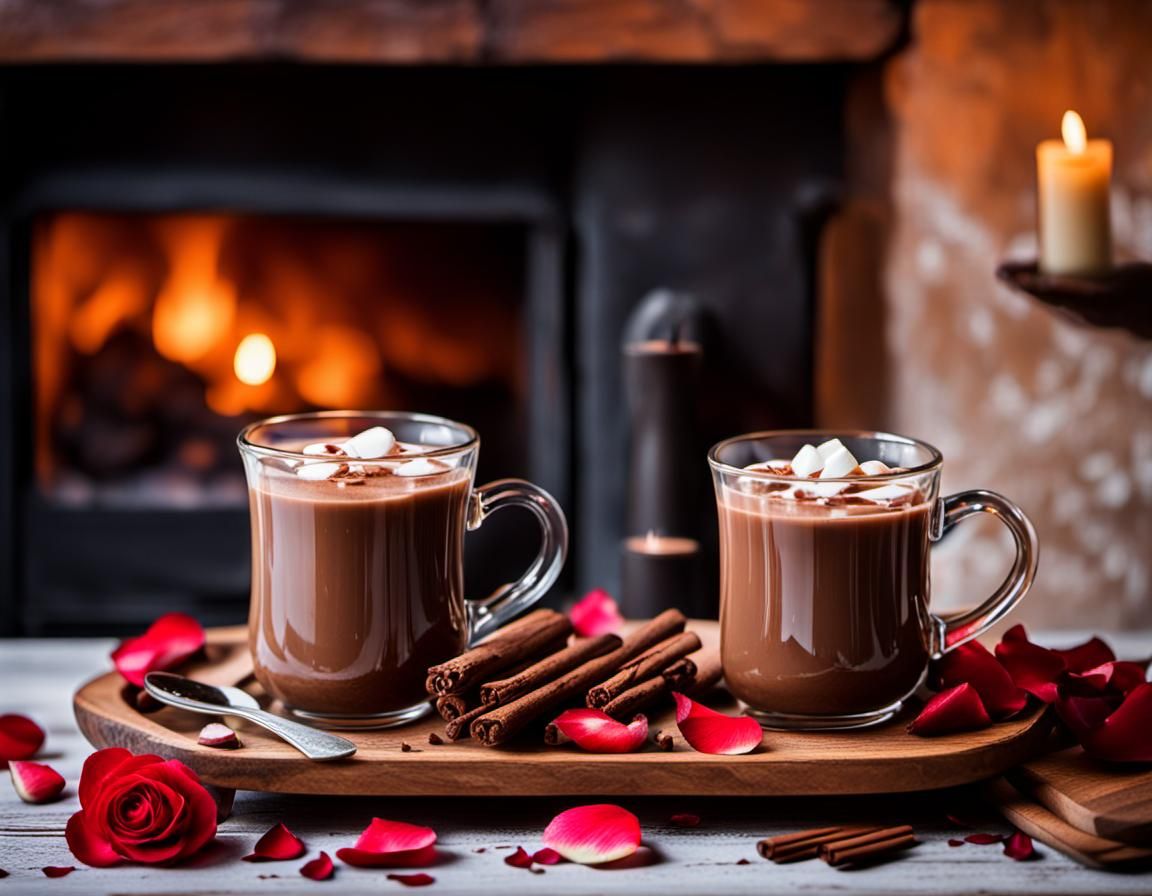 Romantic Hot Chocolate by the Fire