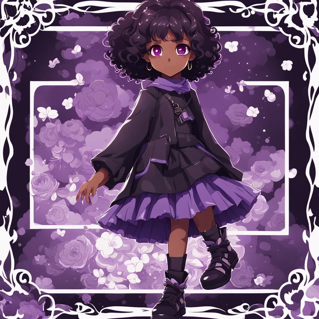 Anime Style: Girl in Purple and Black Shoes