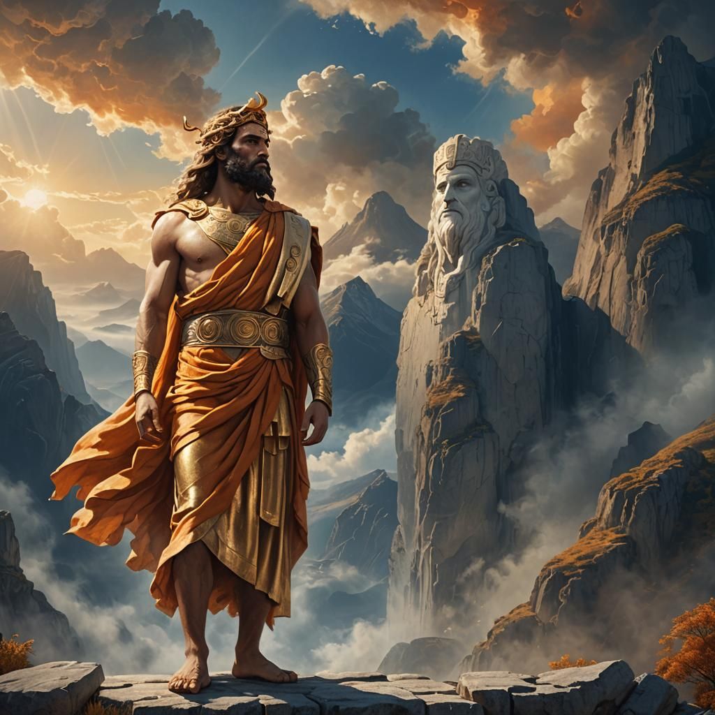 Majestic Greek God in Golden Light