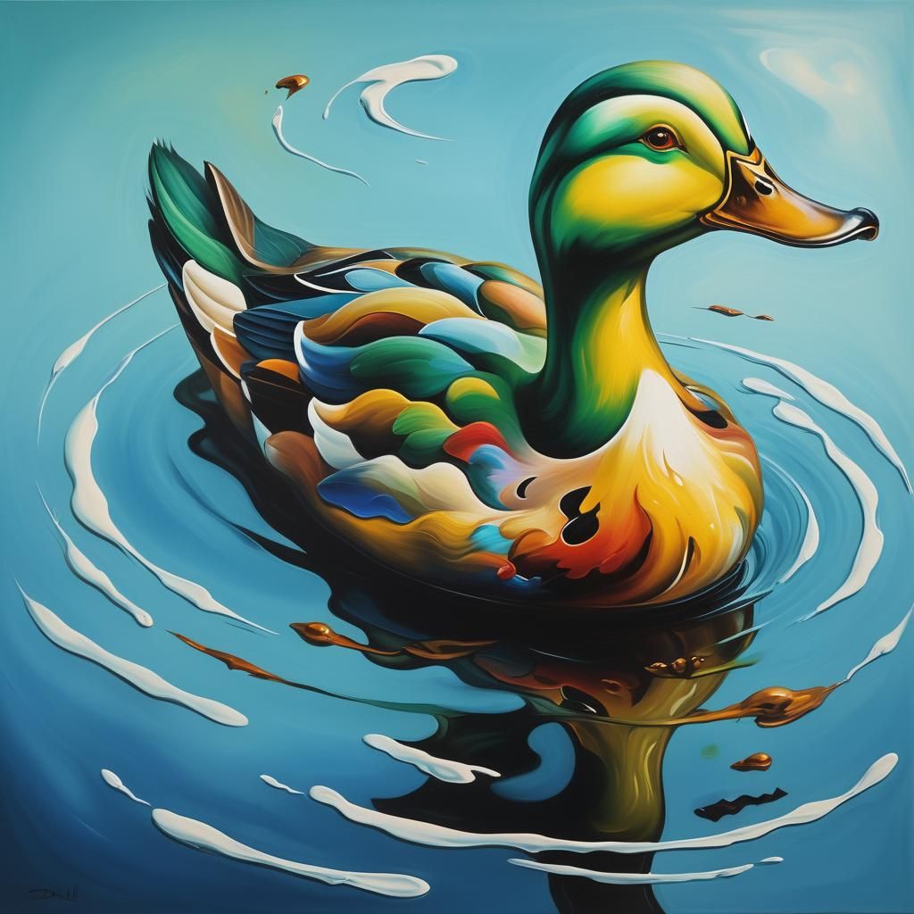 Surreal Duck in Pond, Salvador Dali Style