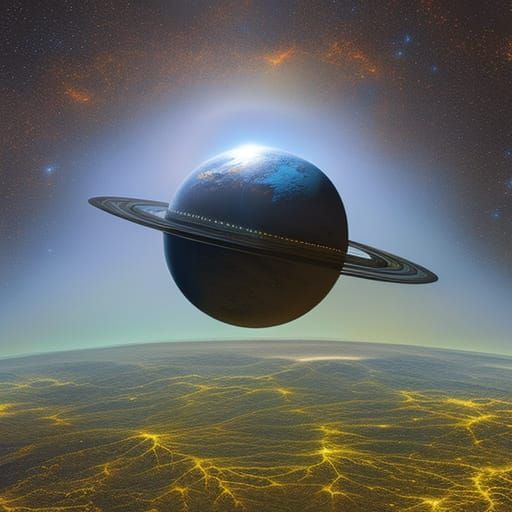 Alien Planet Seen from Spaceship in Space