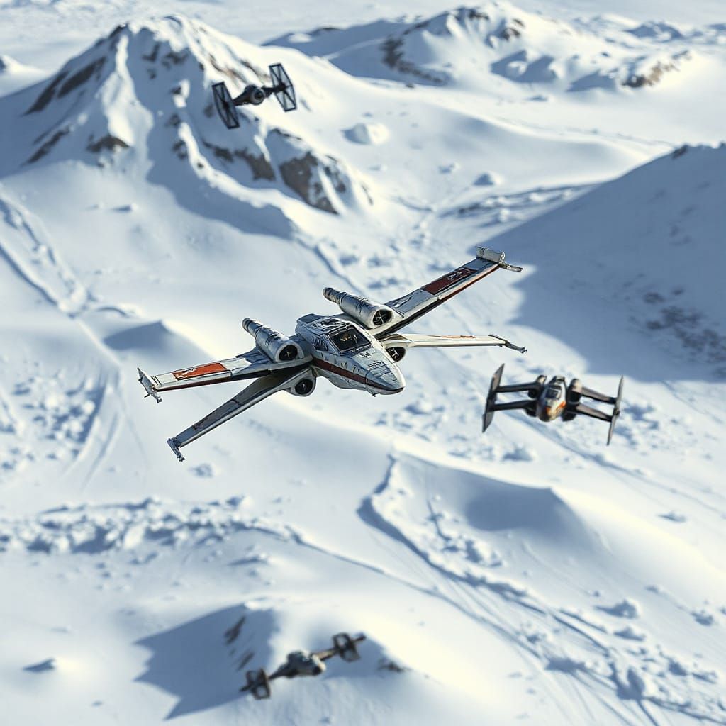 TIE Fighters Engage X-Wing in Epic Hoth Dogfight