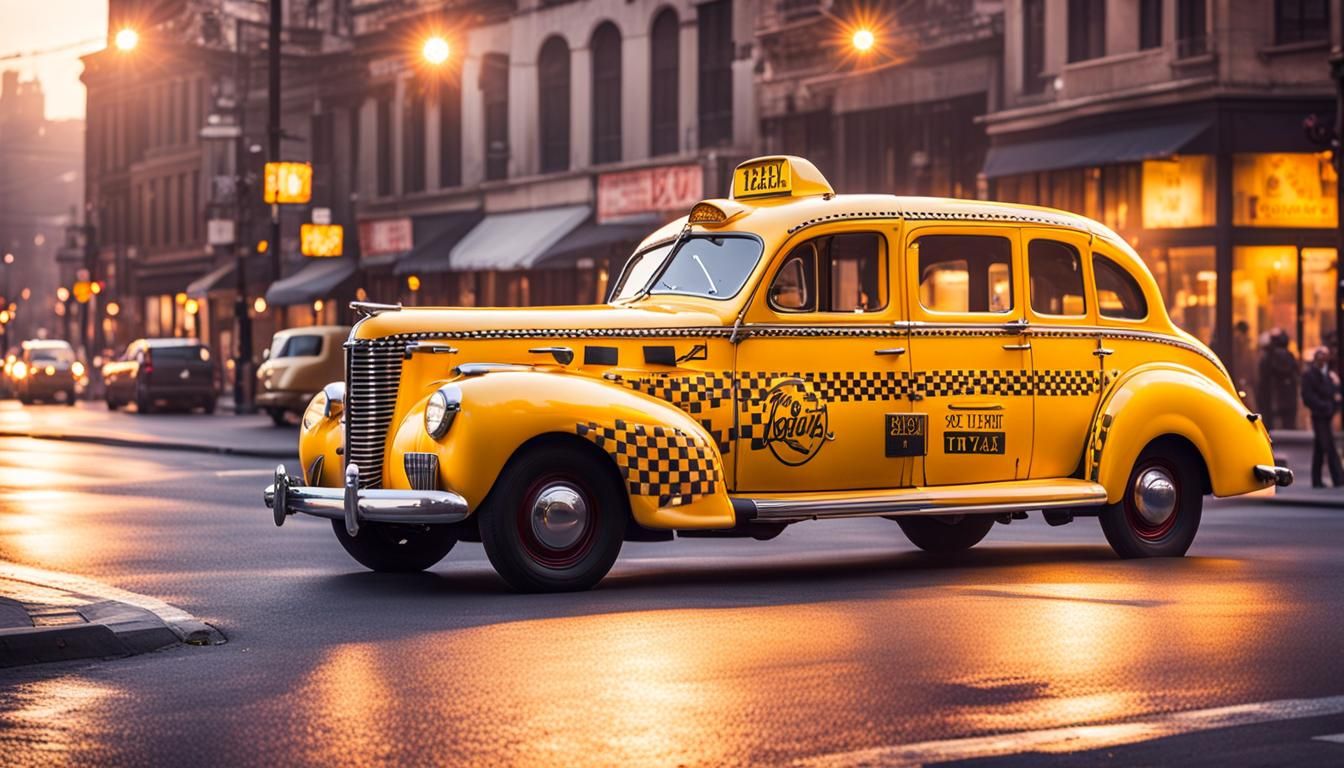 1940s Yellow Taxi at Sunrise, Professional Photography