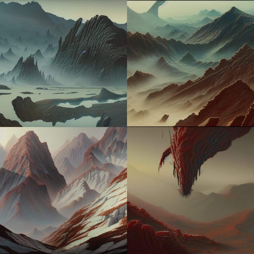 Mutated Precambrian Landscape in Hyperrealism Style