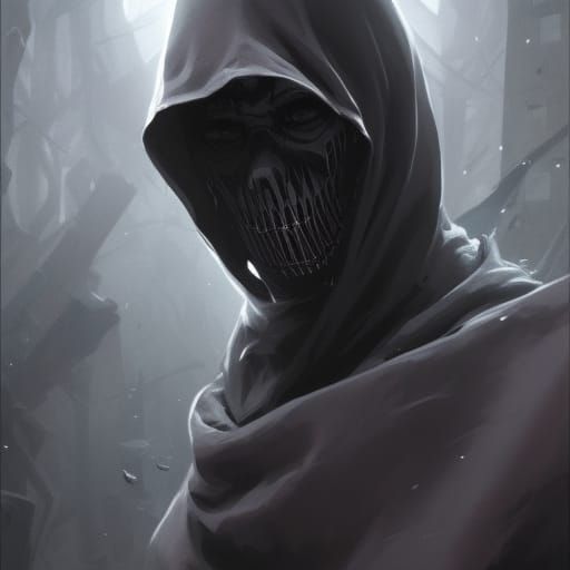 Dark Hooded Figure Portrait in Shadow