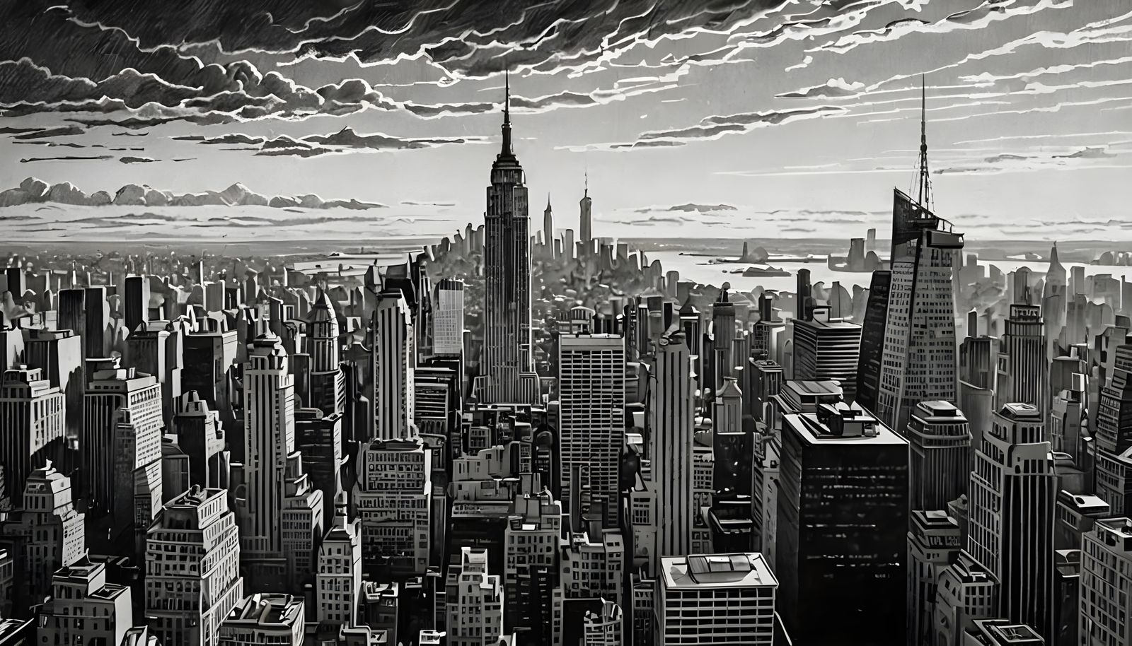 Frank Rhines-Inspired Pencil Sketch of Empire State Building