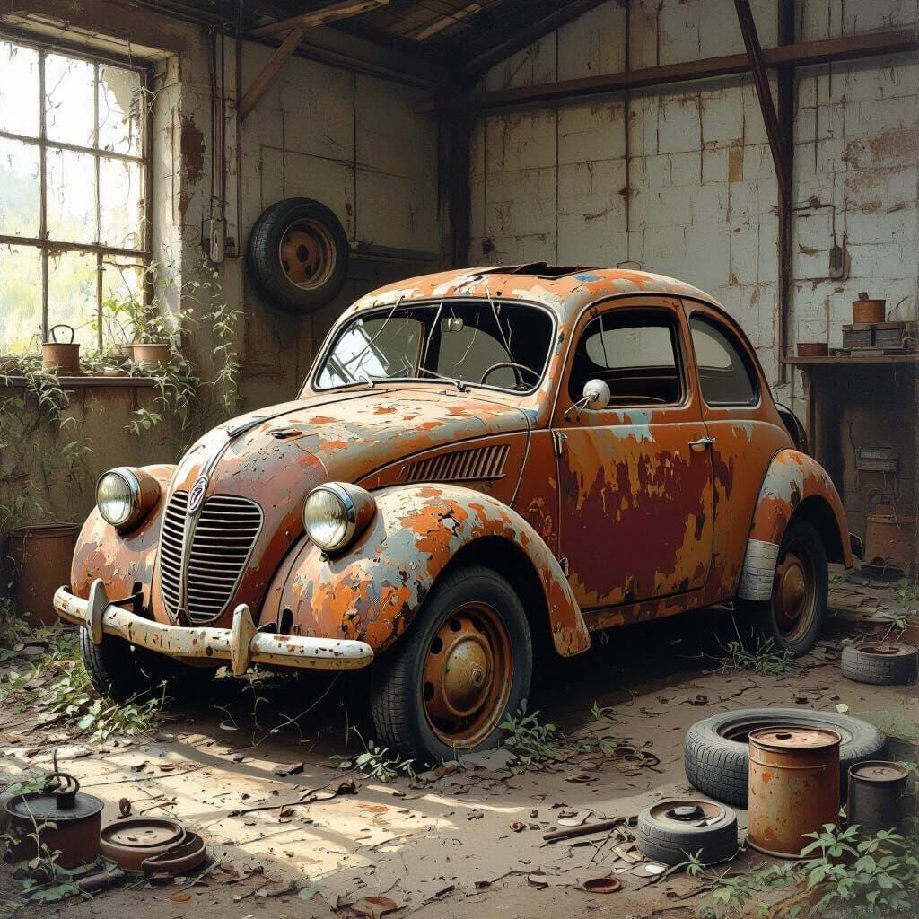 Abandoned 1940 Fiat Topolino in Workshop