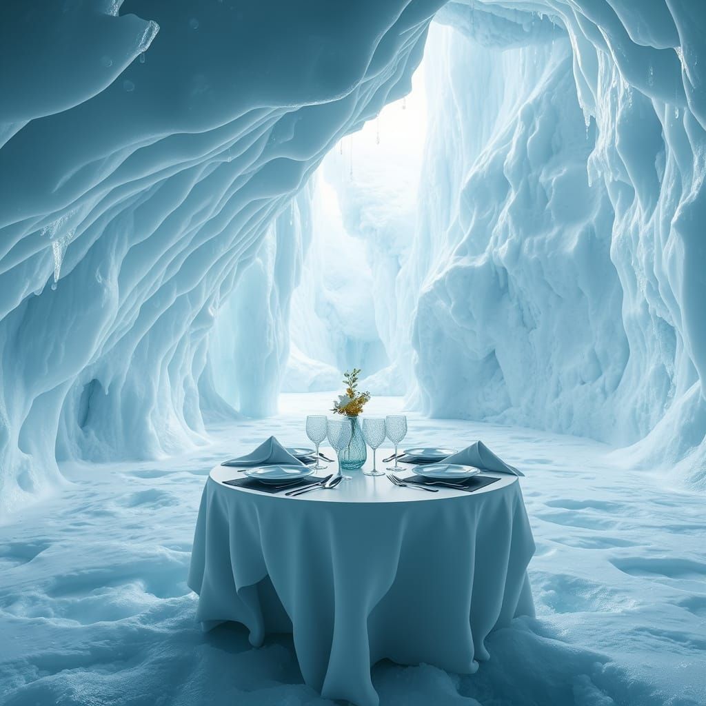 Antarctic Ice Cave Dining Experience in 3D