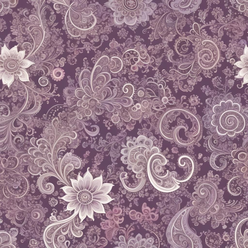 Fractal Paisley Design in Lilac, Pink, and White