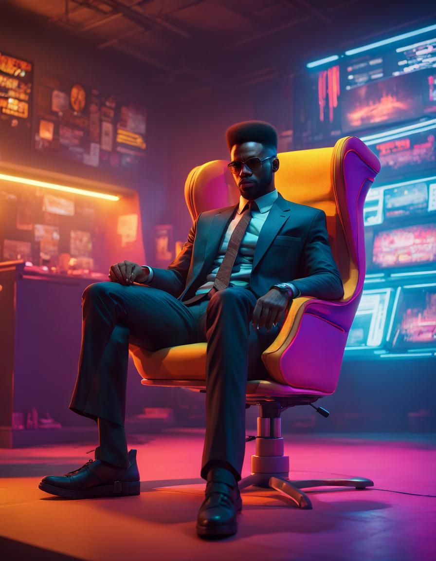 Cyberpunk Man in a Too-Small Suit