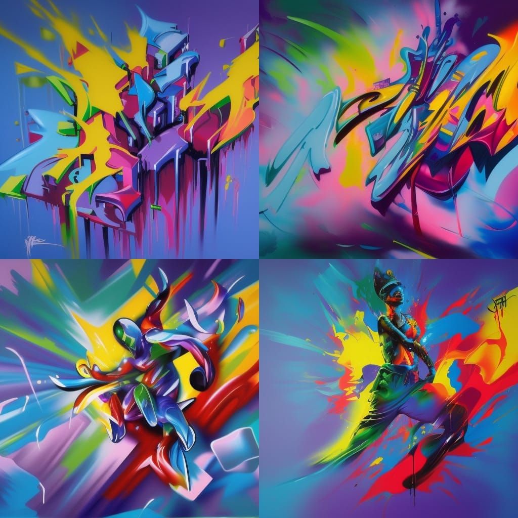 Colorful Polychromatic Graffiti Art with Melting Effect
