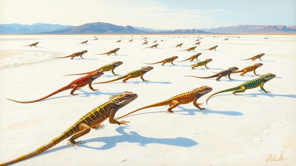 Lizard Race at the Salt Flats