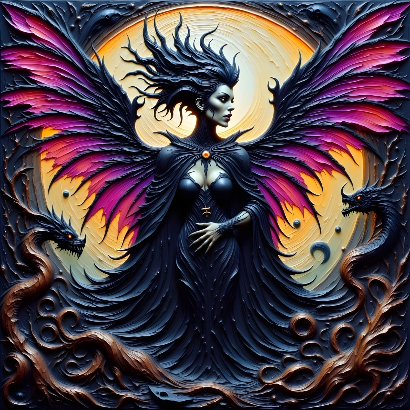 Dark Gothic Queen Emerges from Ethereal Portal