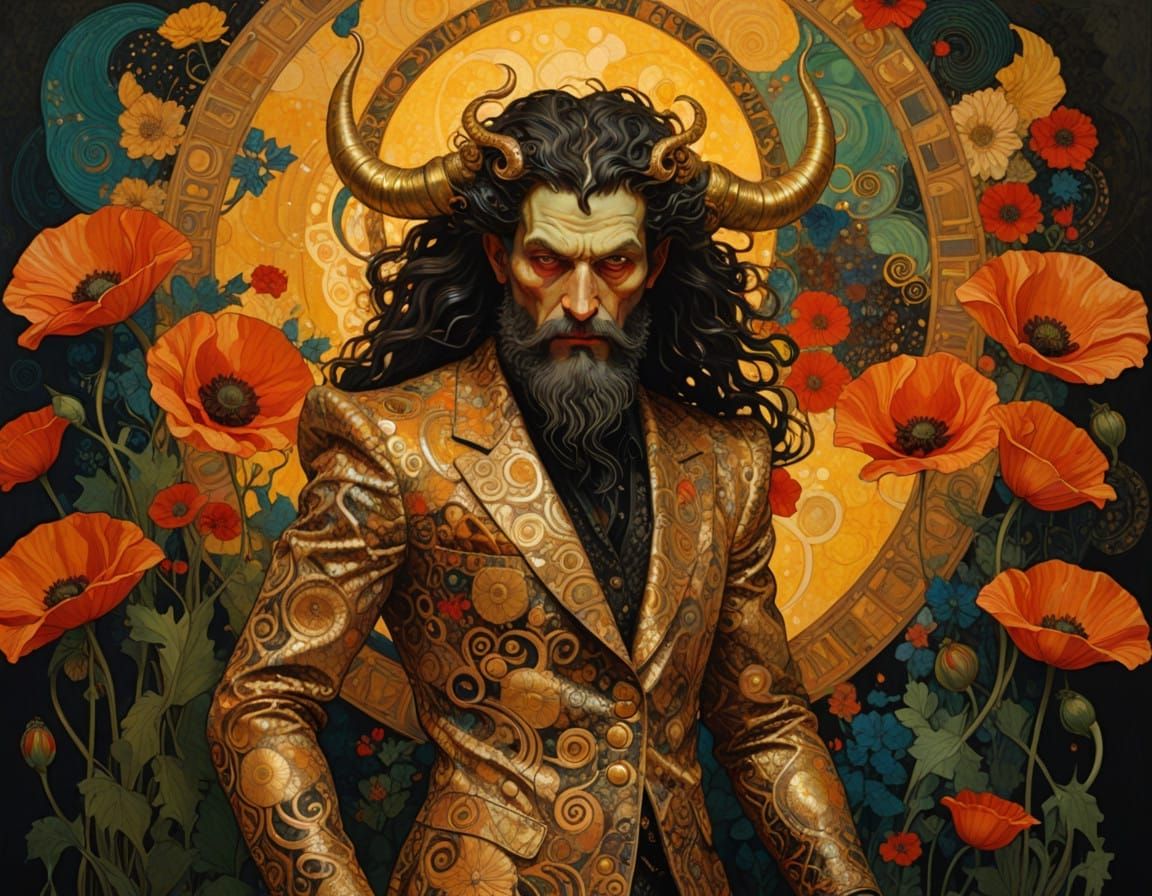 Elegant Demon in Golden Splendor