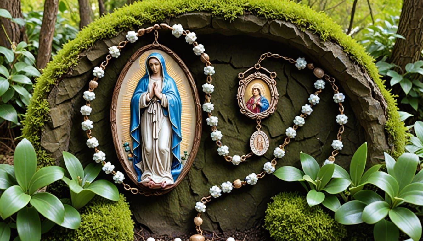Mary's Sacred Grotto in Vibrant Colors