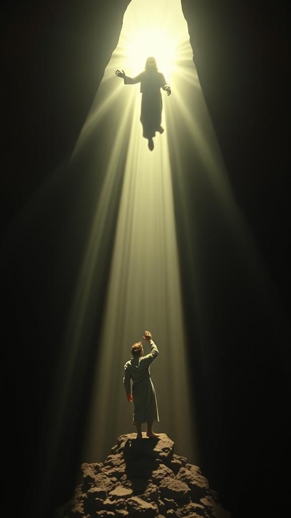 Jesus Extends a Hand in Ethereal Light