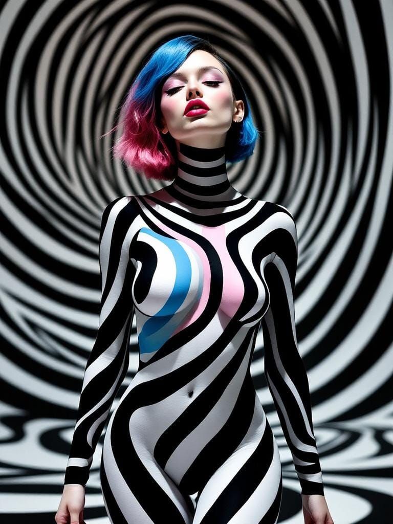 Optical Illusion Woman in Retro-Modern Style
