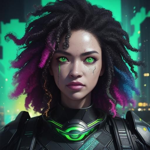 Dystopian Woman Portrait with Bubble Hair