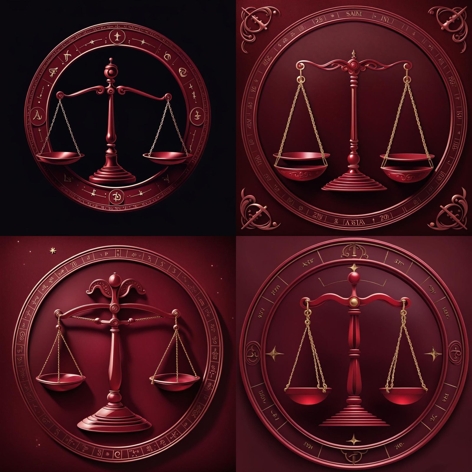 Libra Scales in Dark Red