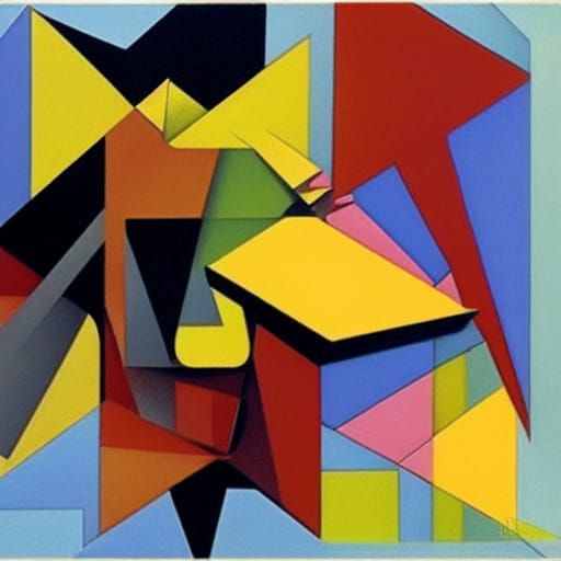 Abstract Cubist Rose in Euclidean Style