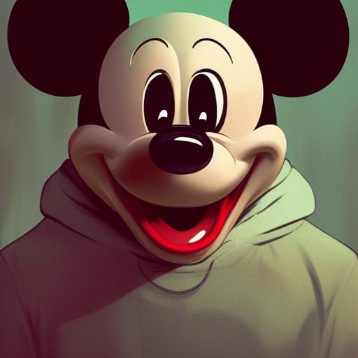 Horror Mickey Mouse Portrait in Hyperdetailed Digital Art