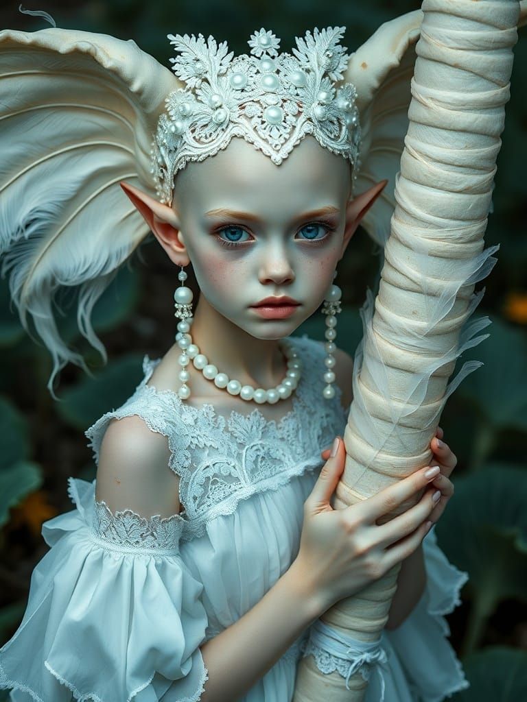 Albino Nymph with Elephant and Hot Glue Couture