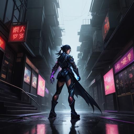 Anime Superheroine Battles in Dark City Alley