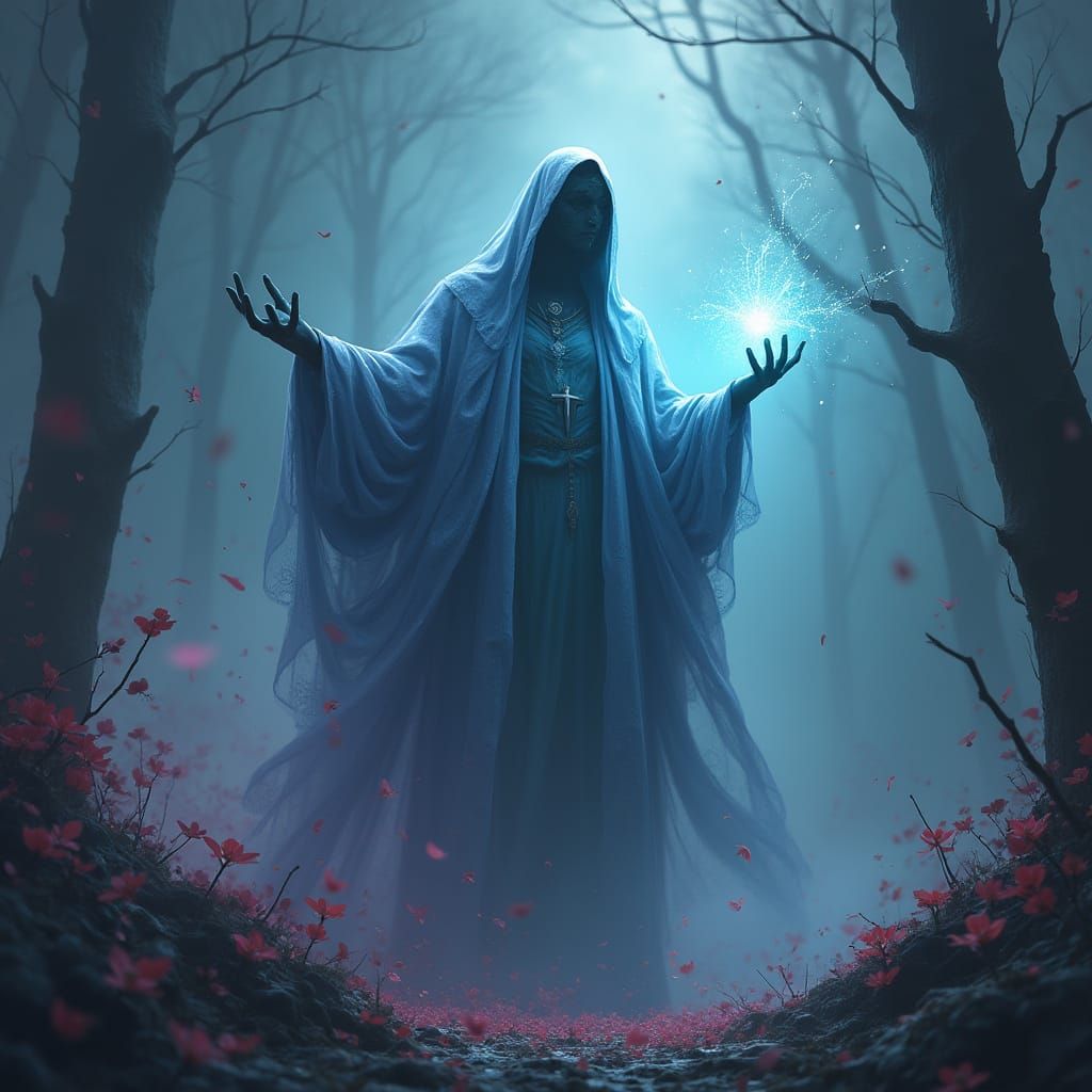 Detailed Ghost Matte Painting in Deep Color