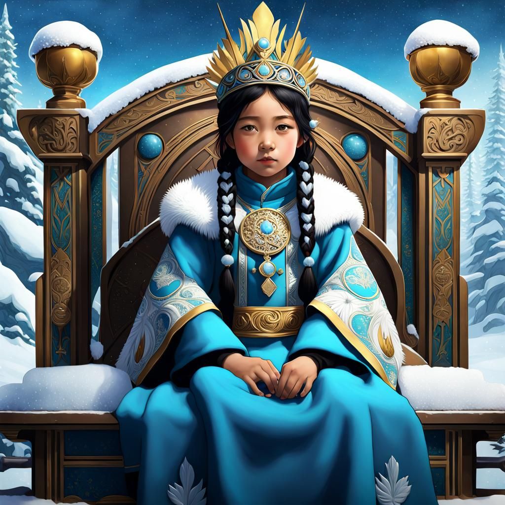 Empress Tarot Card: Inuit Girl, Art Nouveau Style