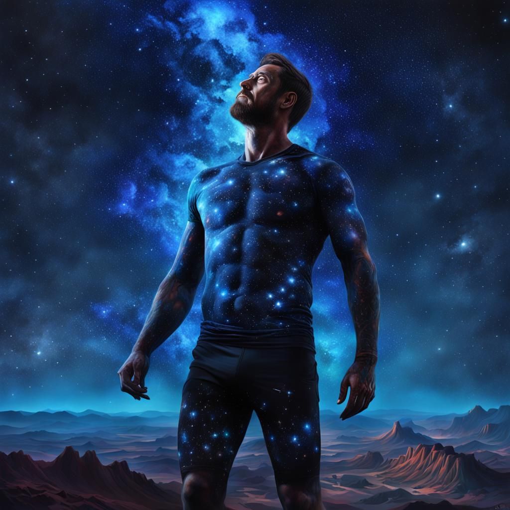 Night Sky Body Art: Dramatic Digital Painting
