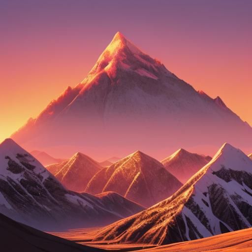 Mountain Sunset Illustration: A Peaceful Landscape